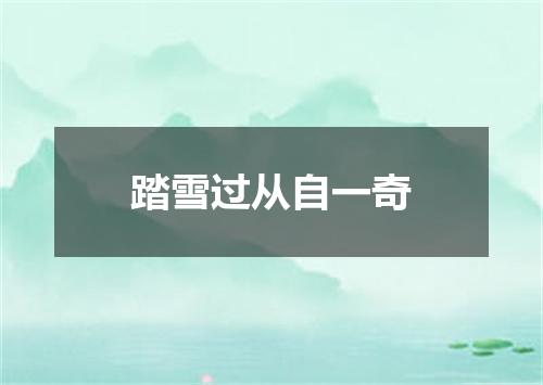 踏雪过从自一奇