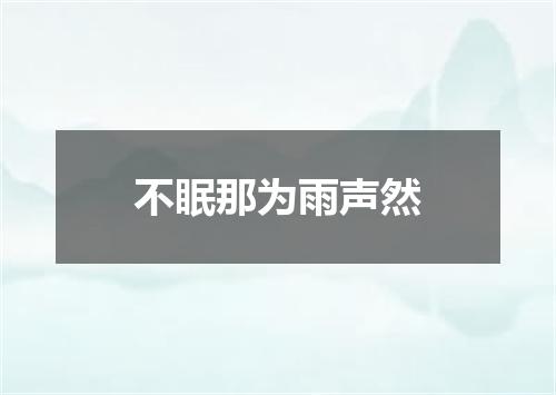 不眠那为雨声然