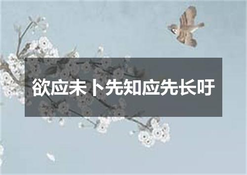 欲应未卜先知应先长吁