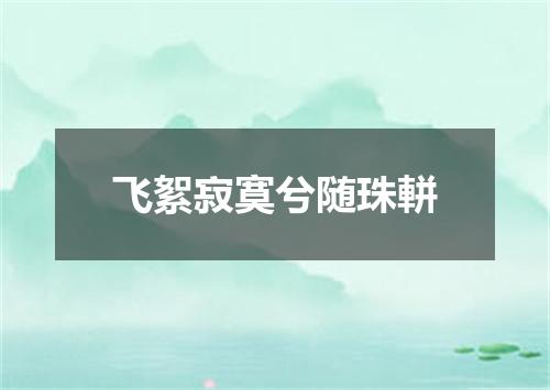 飞絮寂寞兮随珠軿