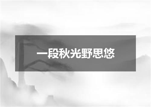 一段秋光野思悠