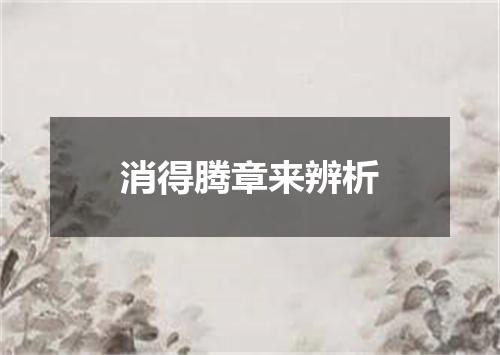 消得腾章来辨析