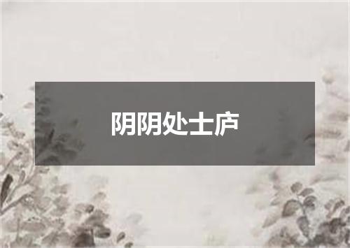 阴阴处士庐