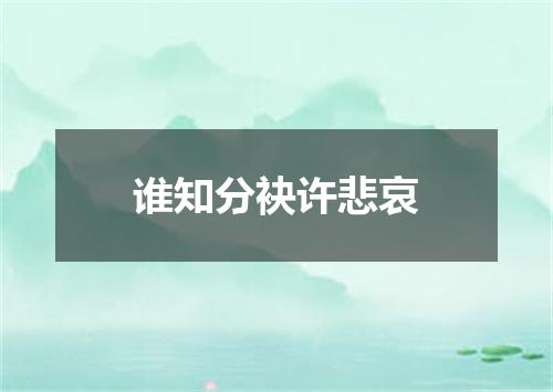 谁知分袂许悲哀