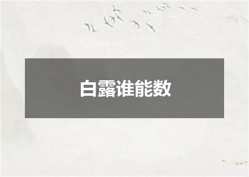 白露谁能数