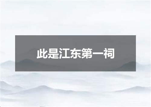 此是江东第一祠