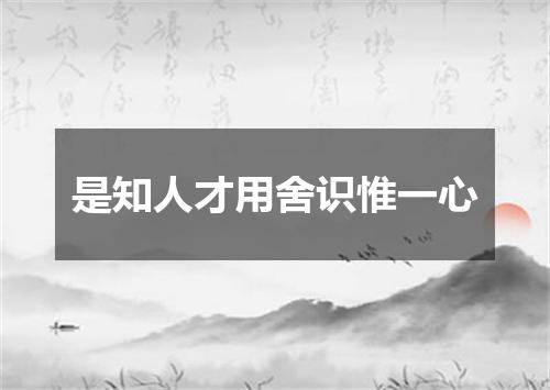 是知人才用舍识惟一心