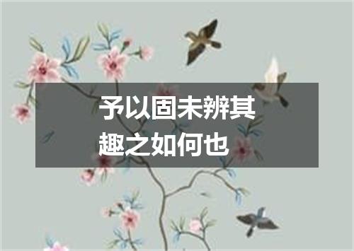 予以固未辨其趣之如何也