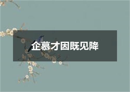 企慕才因既见降
