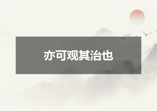 亦可观其治也