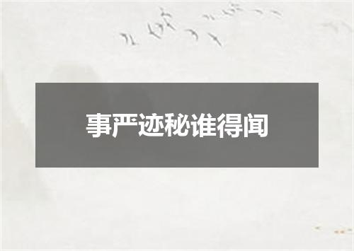 事严迹秘谁得闻