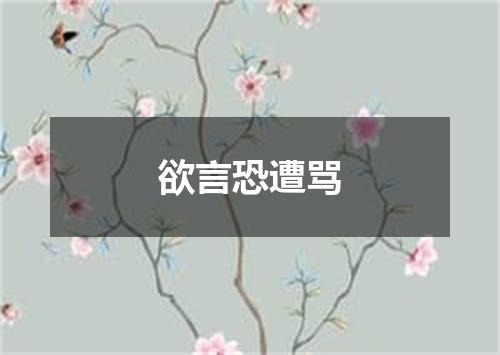 欲言恐遭骂
