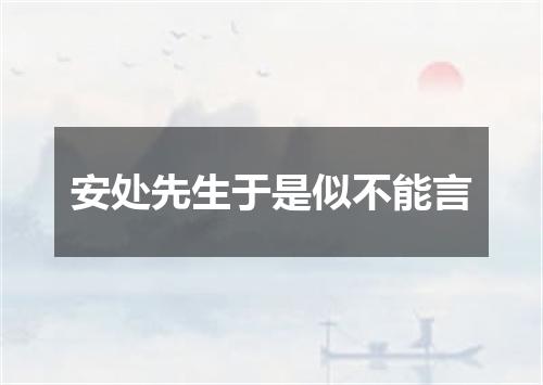 安处先生于是似不能言