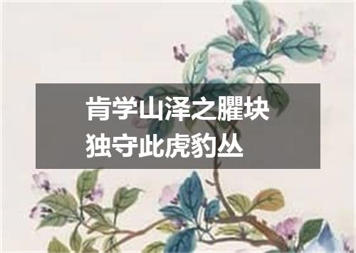 肯学山泽之臞块独守此虎豹丛
