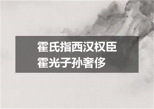 霍氏指西汉权臣霍光子孙奢侈