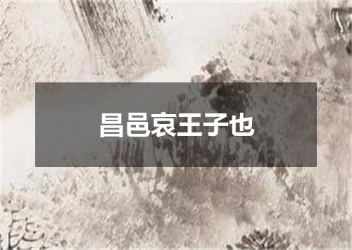 昌邑哀王子也
