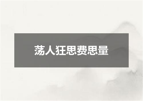 荡人狂思费思量
