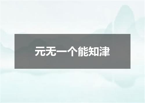 元无一个能知津