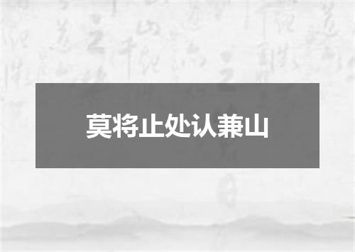 莫将止处认兼山