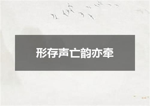 形存声亡韵亦牵