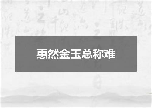 惠然金玉总称难