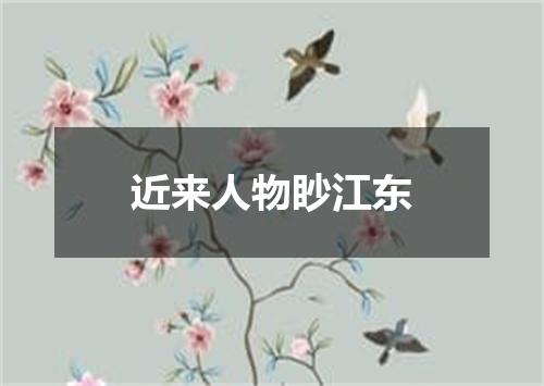 近来人物眇江东