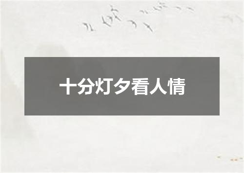 十分灯夕看人情