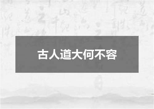 古人道大何不容