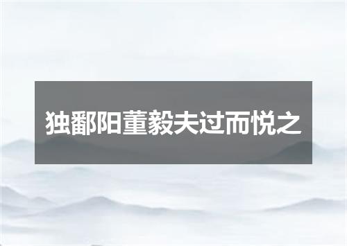 独鄱阳董毅夫过而悦之