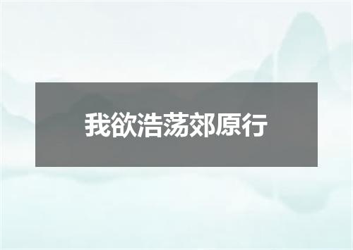 我欲浩荡郊原行