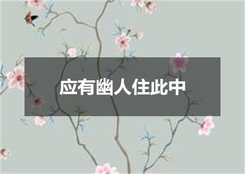 应有幽人住此中