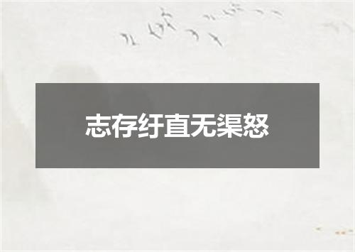 志存纡直无渠怒