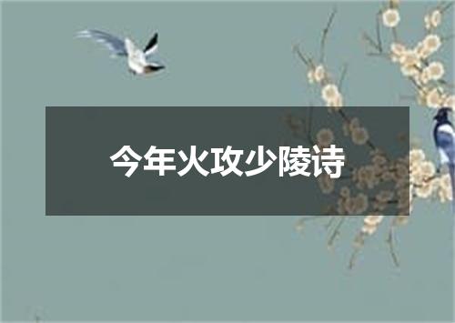 今年火攻少陵诗
