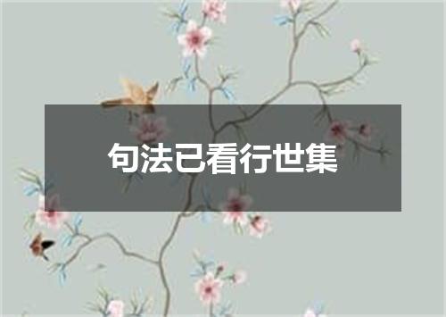 句法已看行世集