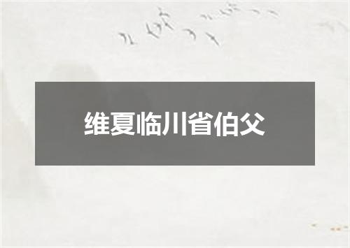维夏临川省伯父