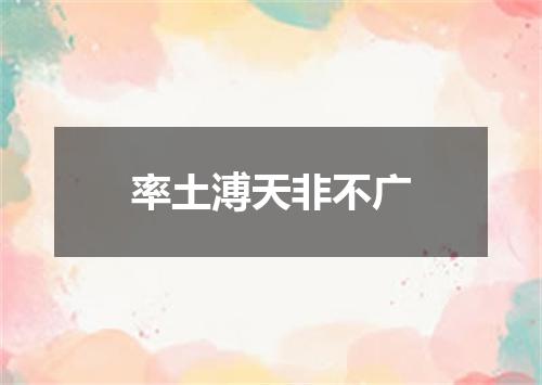 率土溥天非不广