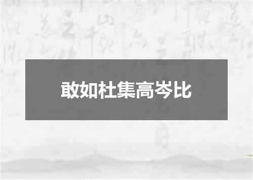 敢如杜集高岑比
