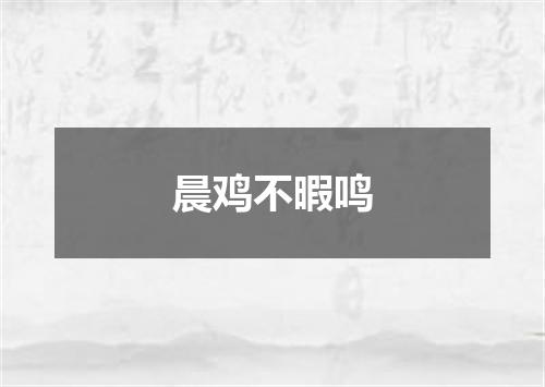 晨鸡不暇鸣