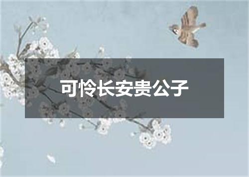 可怜长安贵公子