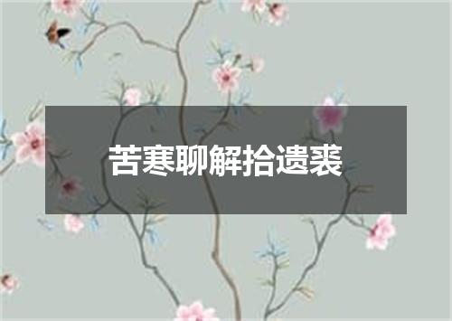 苦寒聊解拾遗裘