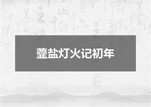 虀盐灯火记初年