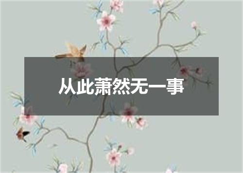 从此萧然无一事