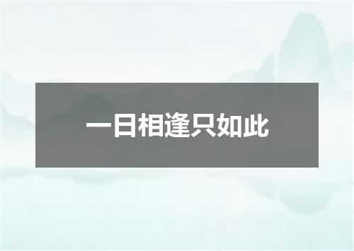 一日相逢只如此