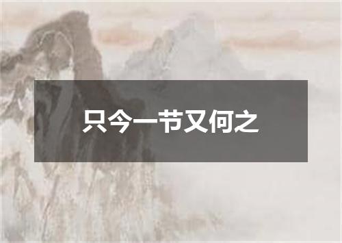 只今一节又何之