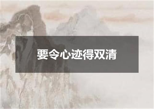 要令心迹得双清