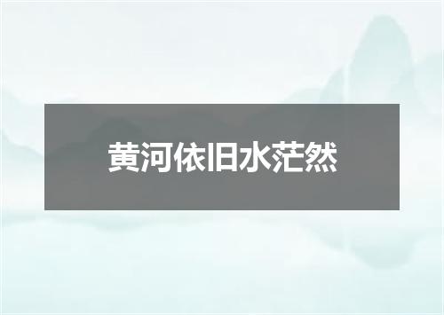 黄河依旧水茫然