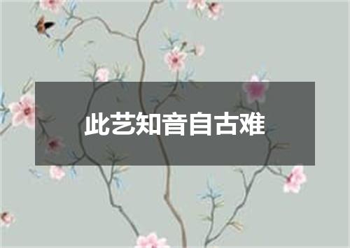 此艺知音自古难