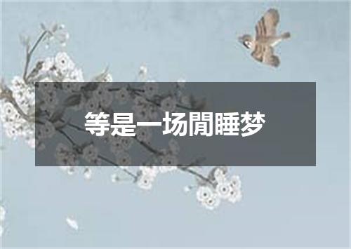 等是一场閒睡梦