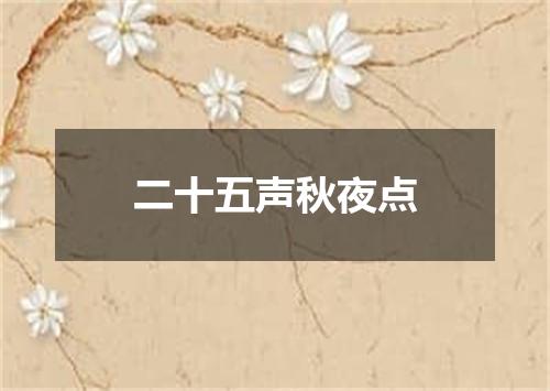 二十五声秋夜点