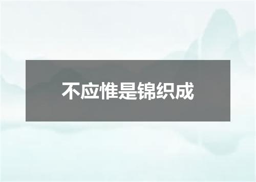 不应惟是锦织成